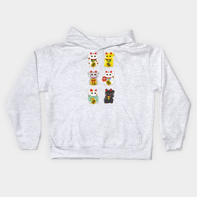 Lucky Cat / Maneki Neko Kids Hoodie by Studio Marimo